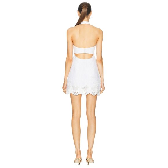 Cult Gaia Kailani Dress in Off White 6 New Womens Halter Mini Linen - Picture 2 of 16